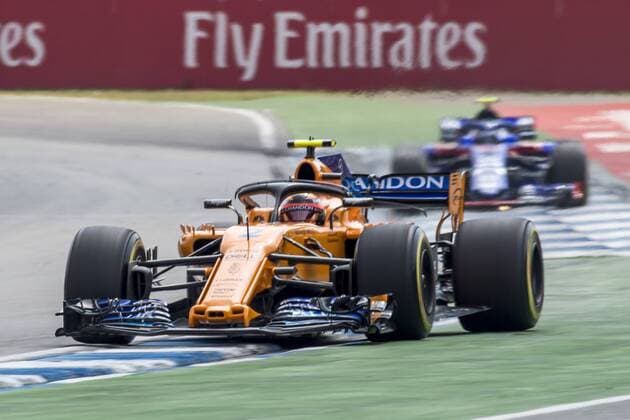 Motorsport: Formel 1, Saison 2018 2019, Rennen am Sonntag, 22.07.2018, am Hockenheimring in Hockenheim (Deutschland). Stoffel Vandoorne (McLaren F1 Team) beschleunigt aus der Kurve. Copyright: xInderliedx