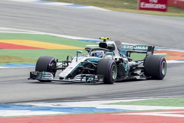 Motorsport: Formel 1, Saison 2018 2019, Rennen am Sonntag, 22.07.2018, am Hockenheimring in Hockenheim (Deutschland). Valtteri Bottas (Mercedes AMG Petronas) beschleunigt aus der Kurve. Copyright: xInderliedx