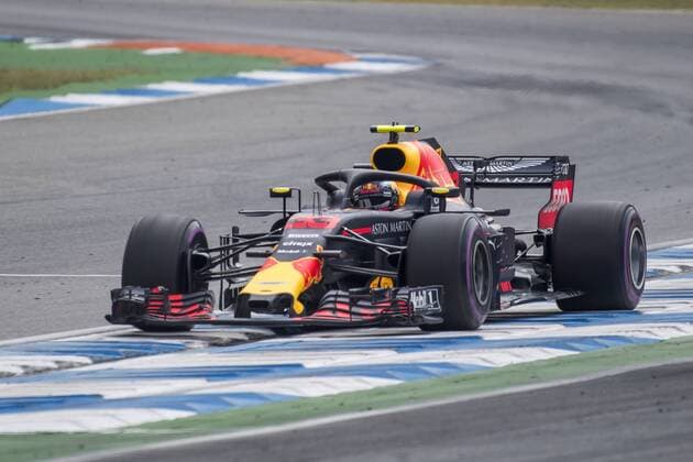Motorsport: Formel 1, Saison 2018 2019, Rennen am Sonntag, 22.07.2018, am Hockenheimring in Hockenheim (Deutschland). Max Verstappen (Aston Martin Red Bull Racing) beschleunigt aus der Kurve. Copyright: xInderliedx