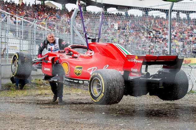 Motorsport: Formel 1, Saison 2018 2019, Rennen am Sonntag, 22.07.2018, am Hockenheimring in Hockenheim (Deutschland). Das Auto von Sebastian Vettel (Scuderia Ferrari) wird abtransportiert. Copyright: xInderliedx