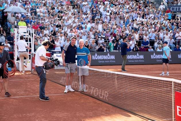 Michael Stich ATP Tennis Herren Turnier German Open Tennis Championships 2018 in Hamburg Spiel Manhagen Classics Michael Stich gegen John McEnroe Show Match,