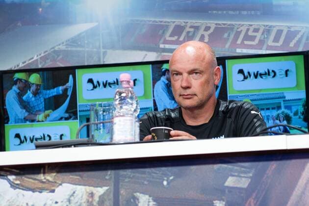 180723 head coach Uwe Rösler of Malmö FF during a press conference PK Pressekonferenz and practice ahead the UEFA Champions League qualifying match between Cluj and Malmö FF on July 23, 2018 in Cluj. Photo: Ludvig Thunman BILDBYRN kod LT 35508 Copyright: LUDVIGxTHUNMAN BB180723LT041
