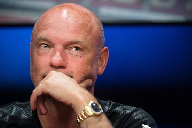 180723 head coach Uwe Rösler of Malmö FF during a press conference PK Pressekonferenz and practice ahead the UEFA Champions League qualifying match between Cluj and Malmö FF on July 23, 2018 in Cluj. Photo: Ludvig Thunman BILDBYRN kod LT 35508 Copyright: LUDVIGxTHUNMAN BB180723LT048