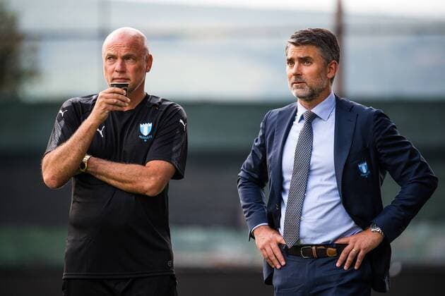 i180723 head coach Uwe Rösler and CEO Niclas Carlnen of Malmö FF during a practice ahead the UEFA Champions League qualifying match between Cluj and Malmö FF on July 23, 2018 in Cluj. Photo: Ludvig Thunman BILDBYRAN kod LT 35508 Copyright: LUDVIGxTHUNMAN BB180723LT059