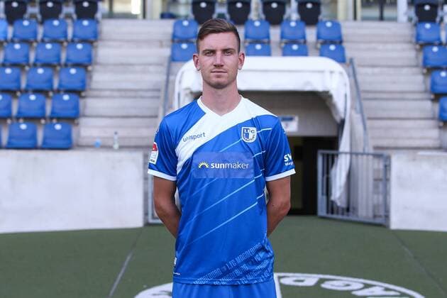 Steffen Schäfer (1. FC Magdeburg) - 2. BL PortraÌˆttermin 2018 2019 offizieller Fototermin 1. FC Magdeburg in der MDCC Arena in Magdeburg - Porträt, Portrait,Deutschland, Fussball, Mann, Maenner,GER,23.07.2018