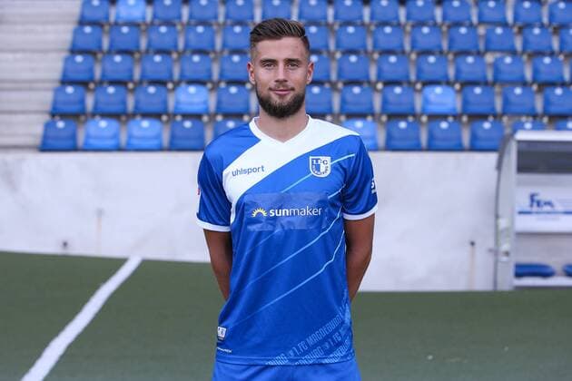 Michel Niemeyer (1. FC Magdeburg) - 2. BL PortraÌˆttermin 2018 2019 offizieller Fototermin 1. FC Magdeburg in der MDCC Arena in Magdeburg - Porträt, Portrait,Deutschland, Fussball, Mann, Maenner,GER,23.07.2018