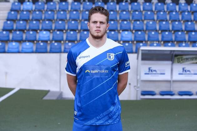 Joel Abu Hanna (1. FC Magdeburg) - 2. BL PortraÌˆttermin 2018 2019 offizieller Fototermin 1. FC Magdeburg in der MDCC Arena in Magdeburg - Porträt, Portrait,Deutschland, Fussball, Mann, Maenner,GER,23.07.2018