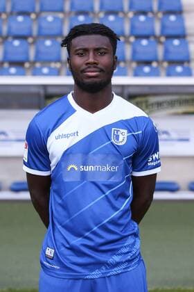 Manfred Osei Kwadwo (1. FC Magdeburg) - 2. BL PortraÌˆttermin 2018 2019 offizieller Fototermin 1. FC Magdeburg in der MDCC Arena in Magdeburg - Porträt, Portrait,Deutschland, Fussball, Mann, Maenner,GER,23.07.2018