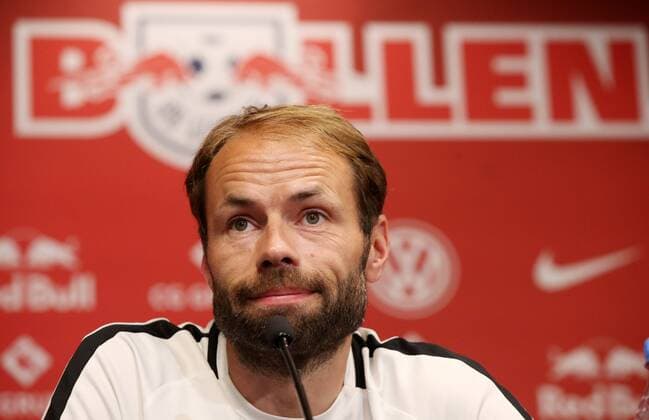 RB Leipzig - PK Euro League Quali Leipzig, 25.07.2018, Red Bull Arena, Fussball, Qualifikation zur UEFA Europa League , PK am Vortag des Spiels RB Leipzig vs. BK Häcken ((SWE) , Im Bild: Andreas Alm, BK Häcken Headcoach. ,