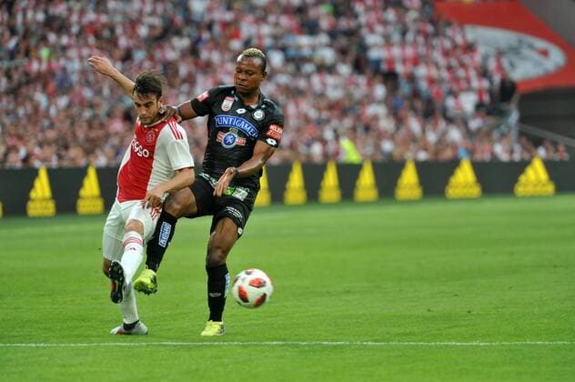 Champions League Ajax Amsterdam vs Sturm Graz Amsterdam The Netherlands 25th July 2018 Champions League Ajax Amsterdam vs Sturm Graz Emeka Friday Eze attacks for Graz in the first half. 