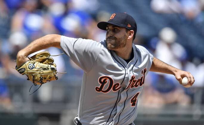 July 25, 2018 - Kansas City, MO, USA - Detroit Tigers starting pitcher Matthew Boyd throws in the first inning against the Kansas City Royals on Wednesday, July 25, 2018 at Kauffman Stadium in Kansas City, Mo. Detroit Tigers vs. Kansas City Royals - ZUMAm67_ 20180725_zaf_m67_019 Copyright: xJohnxSleezerx