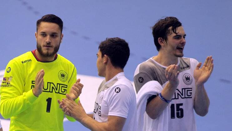 25.07.2018 Celje(Slovenia) Serbia-Germany EHF U20 Under 20 European men s handball championship main round Janis Boieck(L),Hendrik Screiber(r) Germany : 