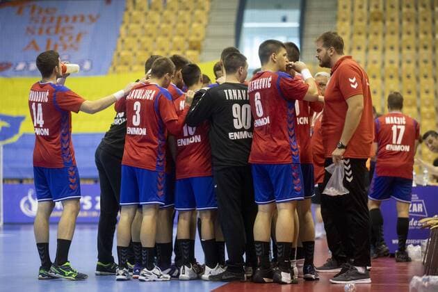 25.07.2018, Arena Zlatorog, Celje, SLO, EHF EM U20, Serbien vs Deutschland, Hauptrunde, Gruppe 1, im Bild Players of Serbia during the main round, Group 1 match of the EHF men s Handball European U20 Championship between Serbia and Germany at the Arena Zlatorog in Celje, Slovenia on 2018 07 25. Celje