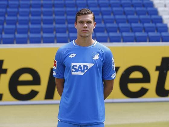 Justin Hoogma , TSG 1899 Hoffenheim . Porträttermin TSG 1899 Hoffenheim 2018-2019 . Sinsheim, GER, 25.07.2018 ,Fussball 1. Bundesliga 2018 2019 .