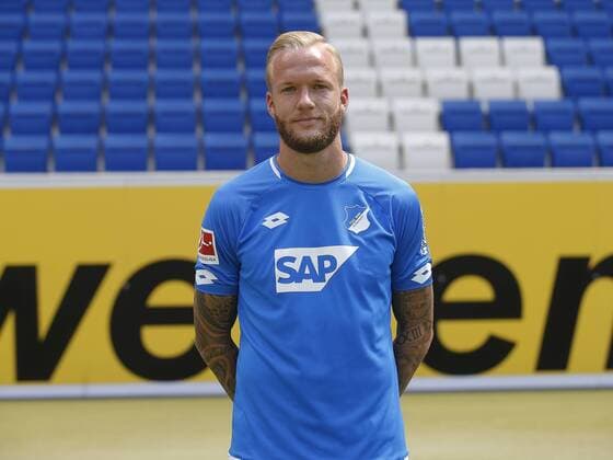 Kevin Vogt , TSG 1899 Hoffenheim . Porträttermin TSG 1899 Hoffenheim 2018-2019 . Sinsheim, GER, 25.07.2018 ,Fussball 1. Bundesliga 2018 2019 .