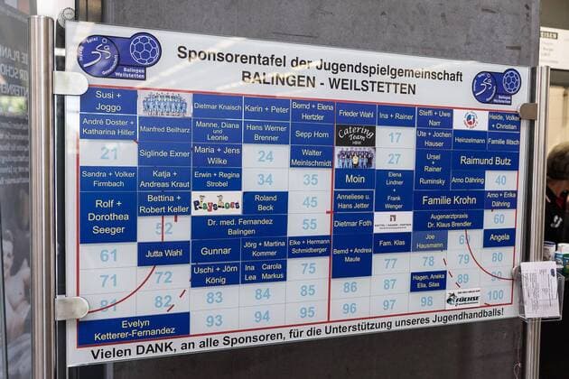 Sponsorentafel, HBW Balingen-Weilstetten, Handball, 2. Bundesliga, Oeffentliches Training, 2018 2019, 26.07.2018, HBW Balingen-Weilstetten, Handball, 2. Bundesliga, Oeffentliches Training, 2018 2019, 26.07.2018 Balingen Copyright: xEIBNER SaschaxWaltherx EP_SWA