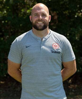 26.07.2018, xjhx, Fussball 1.Bundesliga, Eintracht Frankfurt Fototermin Saison 2018 2019 - Porträttermin 2018 2019 emspor, v.l. Athletik-Trainer Martin Spohrer (Eintracht Frankfurt) Frankfurt am Main