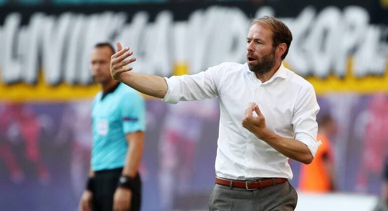 RB Leipzig - BK Haecken Fussball Euro League Quali Leipzig, 26.07.2018, Red Bull Arena, Fussball, Qualifikation zur UEFA Europa League , RB Leipzig vs. BK Häcken ((SWE) , Im Bild: Trainer Andreas Alm ( BK Häcken) ,