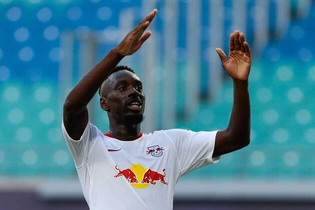 26.07.2018, xtgx, Fussball Europa League Qualifikation 2.Runde, RB Leipzig - BK Haecken emspor, v.l. Jean-Kevin Augustin (Leipzig, 29) Jubel, Torjubel, jubelt über das Tor, celebrate the goal, celebration Leipzig