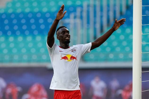 26.07.2018, xtgx, Fussball Europa League Qualifikation 2.Runde, RB Leipzig - BK Haecken emspor, v.l. Jean-Kevin Augustin (Leipzig, 29) Jubel, Torjubel, jubelt über das Tor, celebrate the goal, celebration Leipzig