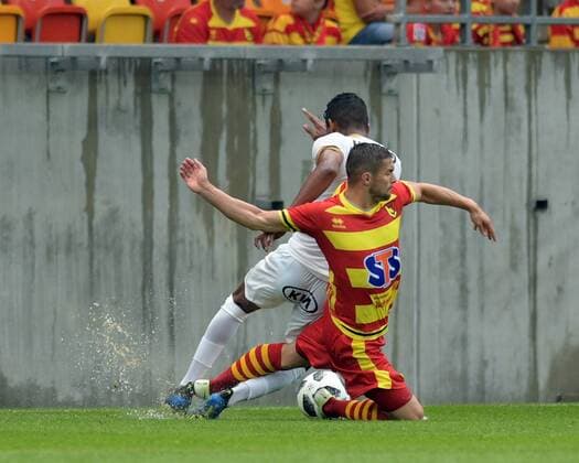 Fußball, EL Qualifikation, Jagiellonia Bialystok - FC Rio Ave 2018.07.26 Bialystok Pilka nozna Liga Europy 2. runda eliminacji Ligi Europejskiej Jagiellonia Bialystok ( zolto-czerwone ) - Rio Ave FC ( Portugalia ) N z Mateusz Machaj Foto Michal Kosc PressFocus 2018.07.26 Bialystok Football UEFA Europa League Jagiellonia Bialystok - Rio Ave FC ( POR ) Credit: Michal Kosc PressFocus 