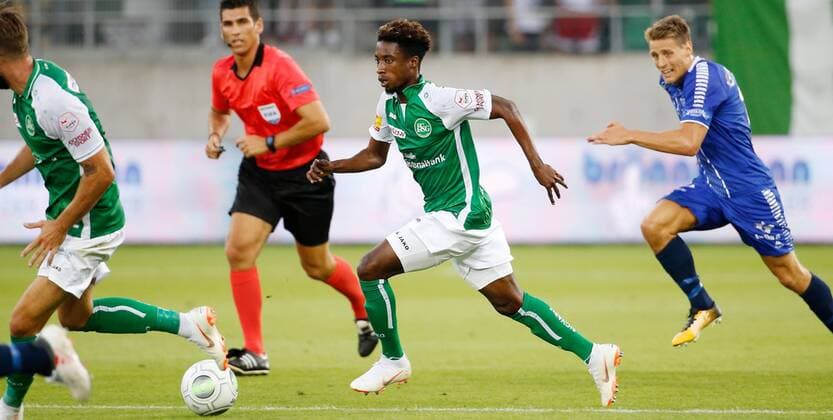 26.07.2018 Kybunpark St.Gallen , SCHWEIZ , Saison 2018 2019 Herren Fussball Europa League Qualifikation FC St.Gallen - Sarpsborg 08 FF Majeed Ashimeru (FCSG)
