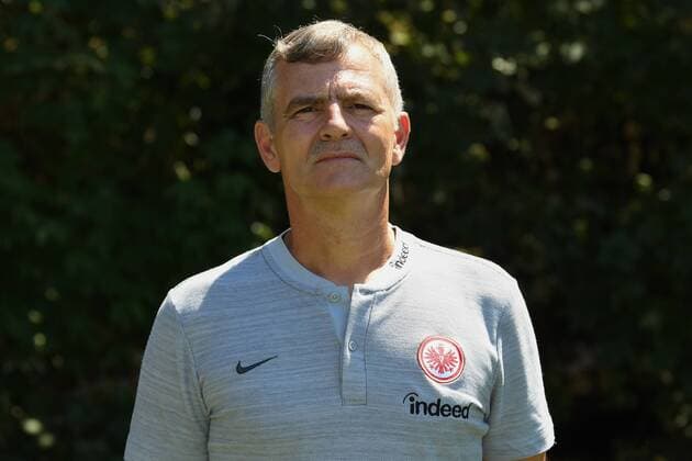 26.07.2018, xjhx, Fussball 1.Bundesliga, Eintracht Frankfurt Fototermin Saison 2018 2019, 1.BL, PortraÌˆttermin, TW Trainer Manfred Moppes Petz (Eintracht Frankfurt) Frankfurt am Main