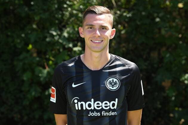 26.07.2018, xjhx, Fussball 1.Bundesliga, Eintracht Frankfurt Fototermin Saison 2018 2019, 1.BL, PortraÌˆttermin, Branimir Hrgota (Eintracht Frankfurt) Frankfurt am Main