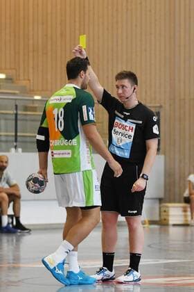Nils Torbruegge (HSG Wetzlar) sieht die gelbe Karte, Sparkassen-Cup Altensteig, TSV Altensteig vs. HSG Wetzlar, Handball, 27.07.2018, Sparkassen-Cup Altensteig, TSV Altensteig vs. HSG Wetzlar, Handball, 27.07.2018, Altensteig Copyright: xEIBNER Florian_Schustx EP_SCHUST