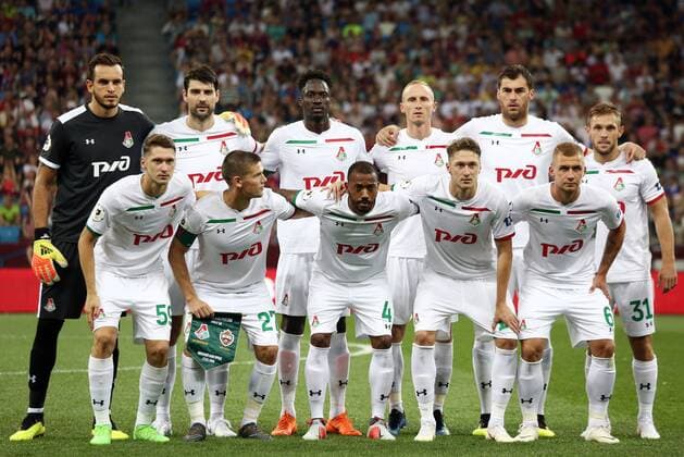 NIZHNY NOVGOROD, RUSSIA - JULY 27, 2018: Lokomotiv Moscow s players pose for a group photo ahead of the 2018 Russian Super Cup football match against CSKA Moscow at Nizhny Novgorod Stadium. Mikhail Solunin TASS  TS08AF6E