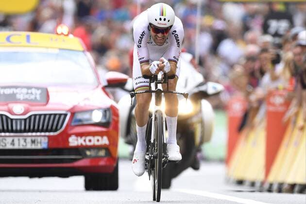 ESPELETTE, FRANCE - JULY 28 : DUMOULIN Tom of Team Sunweb during stage 20 of the 105th edition of the 2018 Tour de France cycling race, an individual time-trial stage of 31 kms between Saint-Pee-sur-Nivelle and Espelette on July 28, 2018 in Espelette, France, 28 07 2018 CYCLISME : Tour de France - Etape 20 - Saint-Pee-sur-Nivelle Espelette - 28 07 2018 PhotoNews Panoramic 