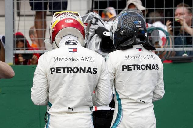 Motorsports: FIA Formula One World Championship WM Weltmeisterschaft 2018, Grand Prix of Hungary, 44 Lewis Hamilton (GBR, Mercedes AMG Petronas Motorsport), 77 Valtteri Bottas (FIN, Mercedes AMG Petronas Motorsport), Budapest Hungary
