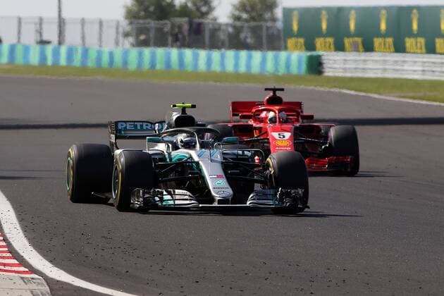 Photo4 LaPresse 29 07 2018 Budapest, Hungary Grand Prix Formula One Hungary 2018 In the pic: Valtteri Bottas (FIN) Mercedes AMG F1 W09 and Sebastian Vettel (GER) Scuderia Ferrari SF71H  Copyright: xPhoto4 LaPressex