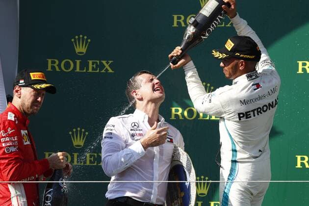 Motorsports: FIA Formula One World Championship WM Weltmeisterschaft 2018, Grand Prix of Hungary, 5 Sebastian Vettel (GER, Scuderia Ferrari), Riccardo Musconi, 44 Lewis Hamilton (GBR, Mercedes AMG Petronas Motorsport), Budapest Hungary