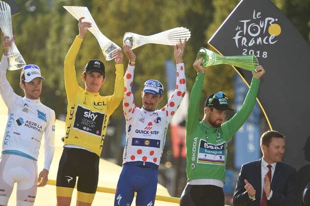 29-07-2018 Tour De France; Tappa 21 Houilles - Paris; 2018, Ag2r La Mondiale; 2018, Team Sky; 2018, Quick Step - Floors; 2018, Bora - Hansgrohe; Latour, Pierre Roger; Geraint, Thomas; Alaphilippe, Julian; Sagan, Peter; Lappartient, David; Paris; 