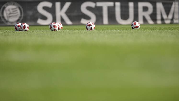 SOCCER - UEFA CL quali, Ajax vs Sturm GRAZ,AUSTRIA,31.JUL.18 - SOCCER - UEFA Champions League qualification, SK Sturm Graz vs AFC Ajax Amsterdam, preview, training Sturm. Image shows a feature with balls. GEPAxpictures xChristianxWalgram