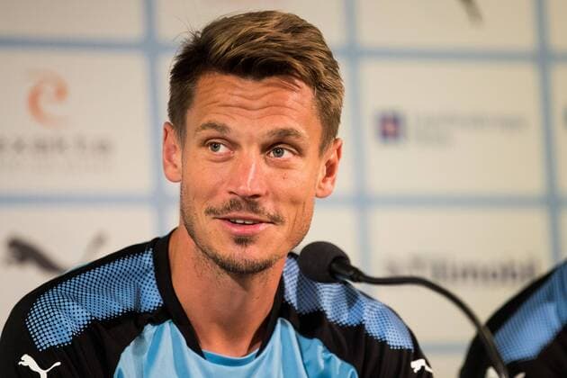180731 Malmö FFs Markus Rosenberg under en presskonferens och träning inför Champions League matchen mellan Malmö FF och Cluj i andra kvalomgangen den 31 juli 2018 i Malmö. Copyright: MATHILDAxAHLBERG BB180731MA001