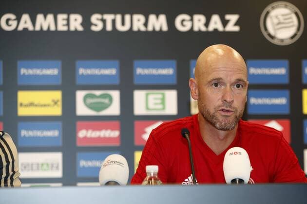 GRAZ, 31-07-2018 , Merkur Arena, football season 2018 2019, press conference PK Pressekonferenz Ajax preparing for the UEFA Champions League second qualifying round , 2nd leg , Sturm Graz - Ajax . Ajax coach Erik ten Hag Ajax in Austria  x2371413x
