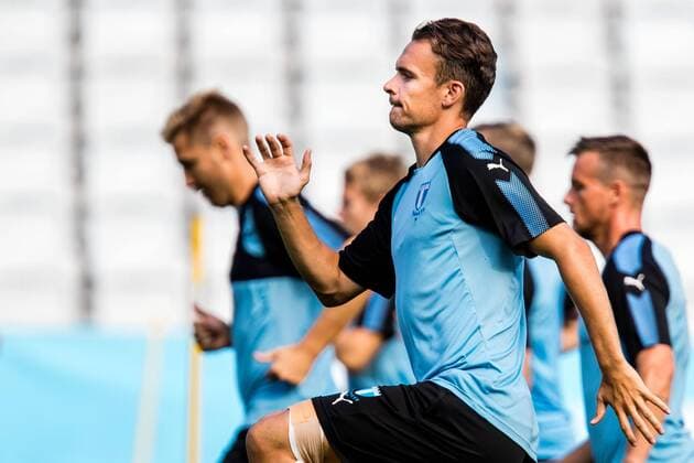 180731 Malmö FFs Andreas Vindheim under en träning inför Champions League matchen mellan Malmö FF och Cluj i andra kvalomgangen den 31 juli 2018 i Malmö. Copyright: MATHILDAxAHLBERG BB180731MA040