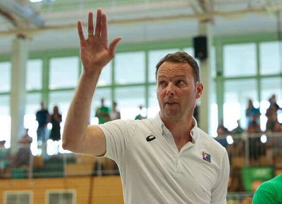 01.08.2018, xtgx, Handball Testspiel, SC Magdeburg - Japan, emspor, v.l. Dagur Sigurdsson (Japan, Trainer) Beetzendorf