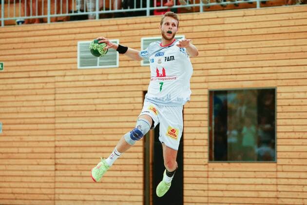 01.08.2018, xtgx, Handball Testspiel, SC Magdeburg - Japan, emspor, v.l. Justus Kluge (Magdeburg) Freisteller, Einzelbild, Ganzkörper Beetzendorf