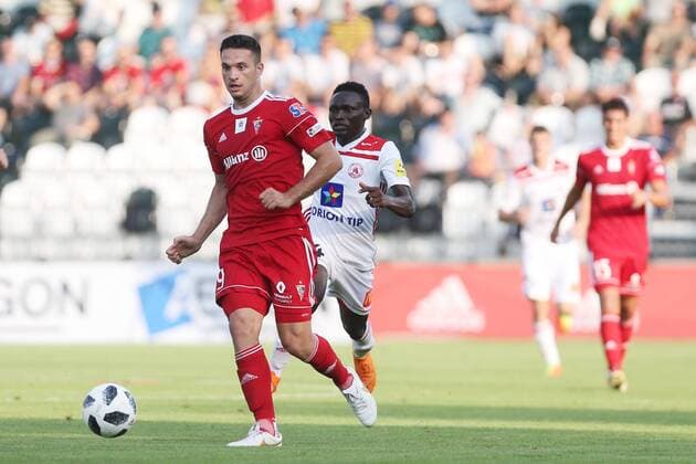 MYJAVA 02.08.2018 PILKA NOZNA LIGA EUROPY II RUNDA KWALIFIKACJI SECOND ROUND QUALIFICATION UEFA EUROPA LEAGUE AS TRENCIN - GORNIK ZABRZE NZ. JESUS JIMENEZ (GORNIK) FOT. MICHAL CHWIEDUK FOKUSMEDIA NEWSPIX.PL --- Newspix.pl  180802CHW053
