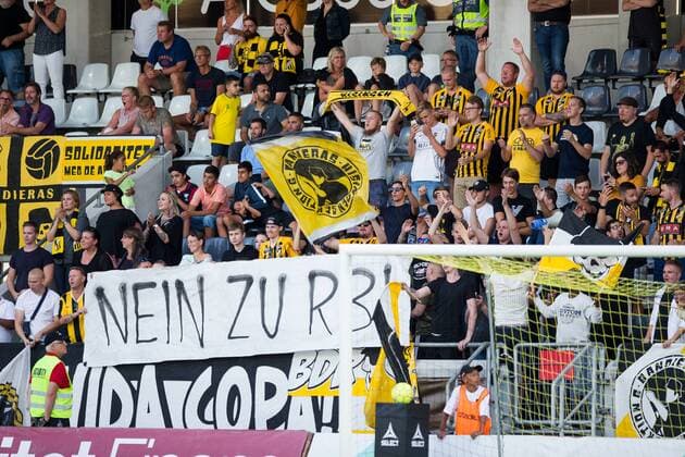 180802 Supporters of Häcken during the UEFA Europa League qualifying match between Häcken and RB Leipzig on August 2, 2018 in Gothenburg. Copyright: MICHAELxERICHSEN BB180802MI065