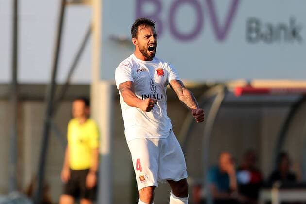 Valletta FC defender Steve Borg reacts after scoring against HÅ K Zrinjski during the UEFA Europa League, second Qualifying Round, second leg match between Valletta FC and HÅ K Zrinjski at the Centenary Stadium, Ta Qali, Malta on 02 August, 2018. Valletta FC v HÅ K Zrinjski UEL_18_19
