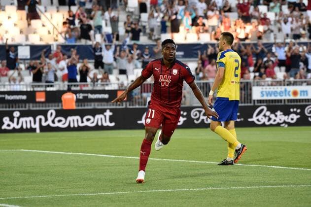 But et Joie Francois Kamano (gir) FOOTBALL : Bordeaux vs Ventspils - 2eme Tour Qualification Europa League - Bordeaux - 02 08 2018 ThierryBreton Panoramic 