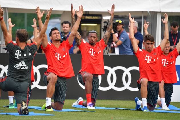 Sport Bilder des Tages v.li:Mats HUMMELS (Bayern Muenchen),Jerome BOATENG (Bayern Muenchen),Meritan SHABANI (Bayern Muenchen),Aktion. Trainingslager FC Bayern Muenchen in Rottach Egern Tegernsee. Fussball 1. Bundesliga,Saison 2018 2019, am 02.08.2018 in Muenchen. *** Mats HUMMELS Bayern Muenchen Jerome BOATENG Bayern Muenchen Meritan SHABANI Bayern Munich Action training camp FC Bayern Muenchen in Rottach Egern Tegernsee Soccer 1 Bundesliga Season 2018 2019 at 02 08 2018 in Muenchen