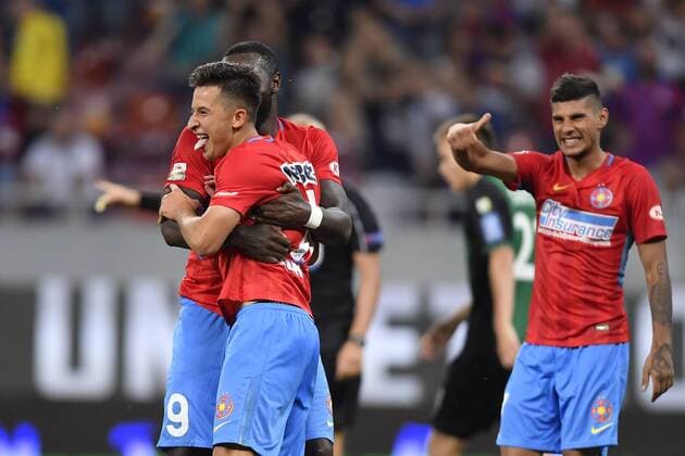 FCSB - NK Rudar Velenje FCSB s Olimpiu Morutan celebrates during FCSB - NK Rudar Velenje - UEFA Europa League 2018 2019, Second Qualifying Round: 2st leg, National Arena, Bucharest, Romania, 02 August 2018 Copyright: xAlexxNicodimx