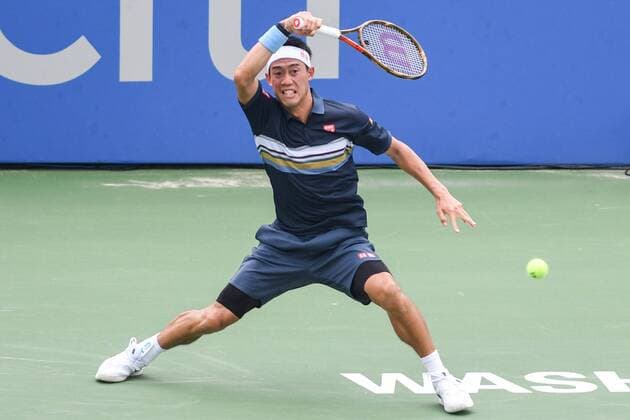 Sport Bilder des Tages August 3, 2018 - Washington, D.C, U.S - KEI NISHIKORI hits a forehand during his 4th round match at the Citi Open at the Rock Creek Park Tennis Center in Washington, D.C. Tennis 2018 - Citi Open - ZUMAg196 20180803_zap_g196_002 Copyright: xKylexGustafsonx