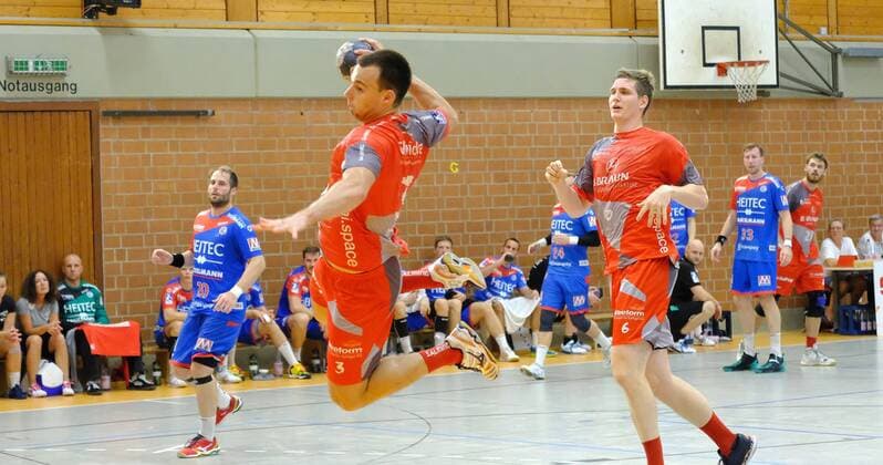 03.08.2018, xkhx Sparkassen-Handballcup 2018 MT Melsungen gegen HC Erlangen Marino Maric (3, MT Melsungen) Finn Lemke (6, MT Melsungen)