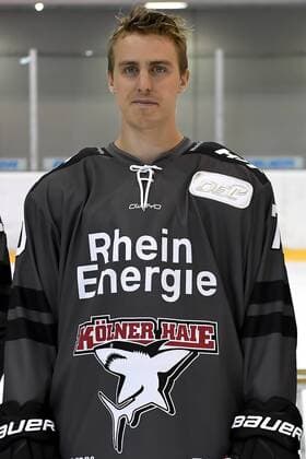 Eishockey DEL Mannschaftsfoto und Spielerportraits Kölner Haie Koelns Mike Zalewski (Nr.70)